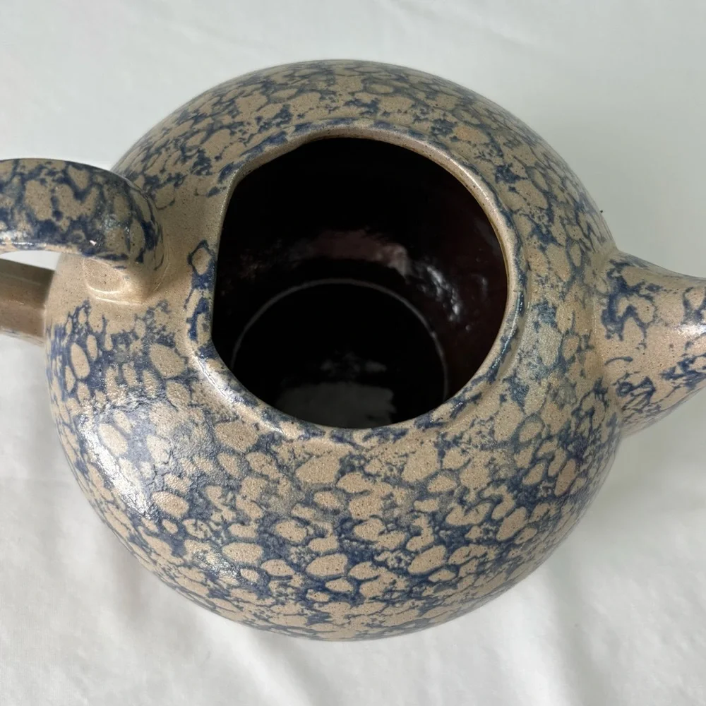 Beaumont Brothers Pottery Blue and Gray Salt Glaze Tea/Coffee Pot With Plate